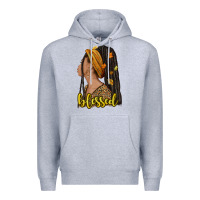 Heather Grey Fall afro woman blessed Premium Hoodie - NancyCooperArtShop