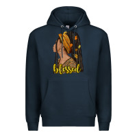 Navy Fall afro woman blessed Premium Hoodie - NancyCooperArtShop