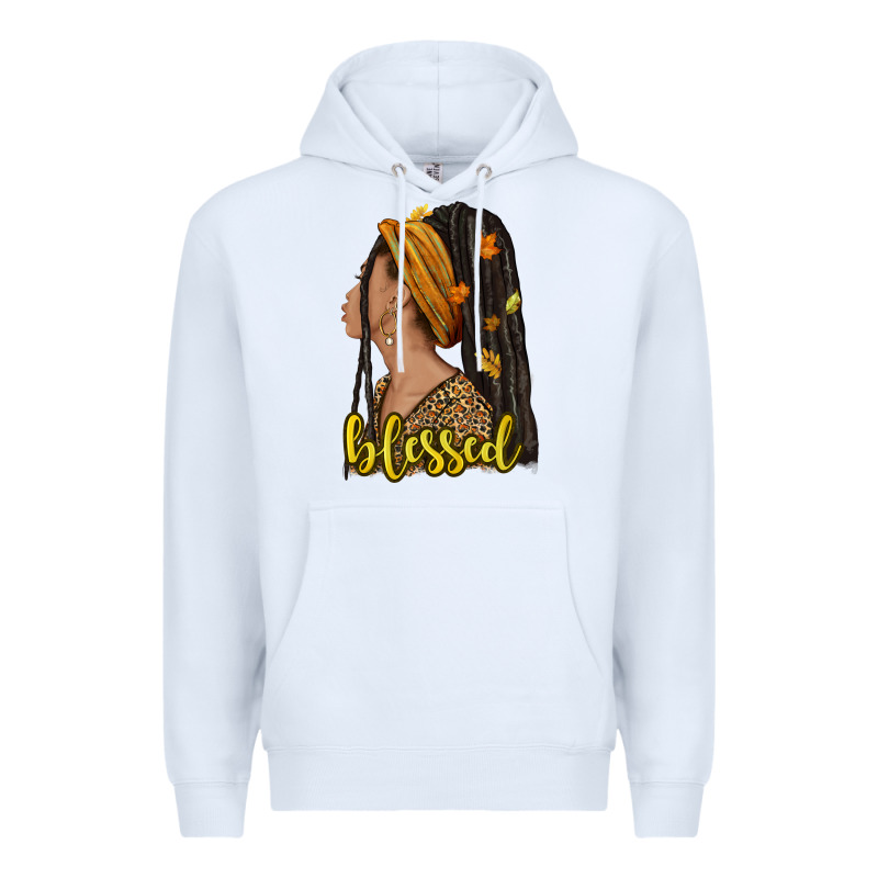 Fall Afro Woman Blessed Premium Hoodie by NancyCooperArtShop | Teevron