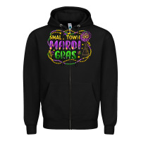 Black small town mardi gras Zipper Hoodie - LillyAllenDesigns