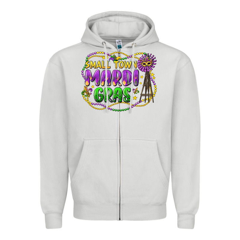 Small Town Mardi Gras Zipper Hoodie by LillyAllenDesigns | Teevron
