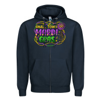 Navy small town mardi gras Zipper Hoodie - LillyAllenDesigns