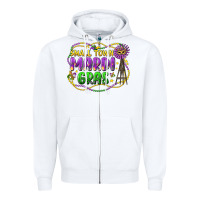 White small town mardi gras Zipper Hoodie - LillyAllenDesigns