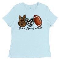 Baby Blue peace love football Ladies Tee - RanaPortraitStore
