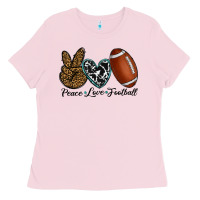 Bubblegum Pink peace love football Ladies Tee - RanaPortraitStore