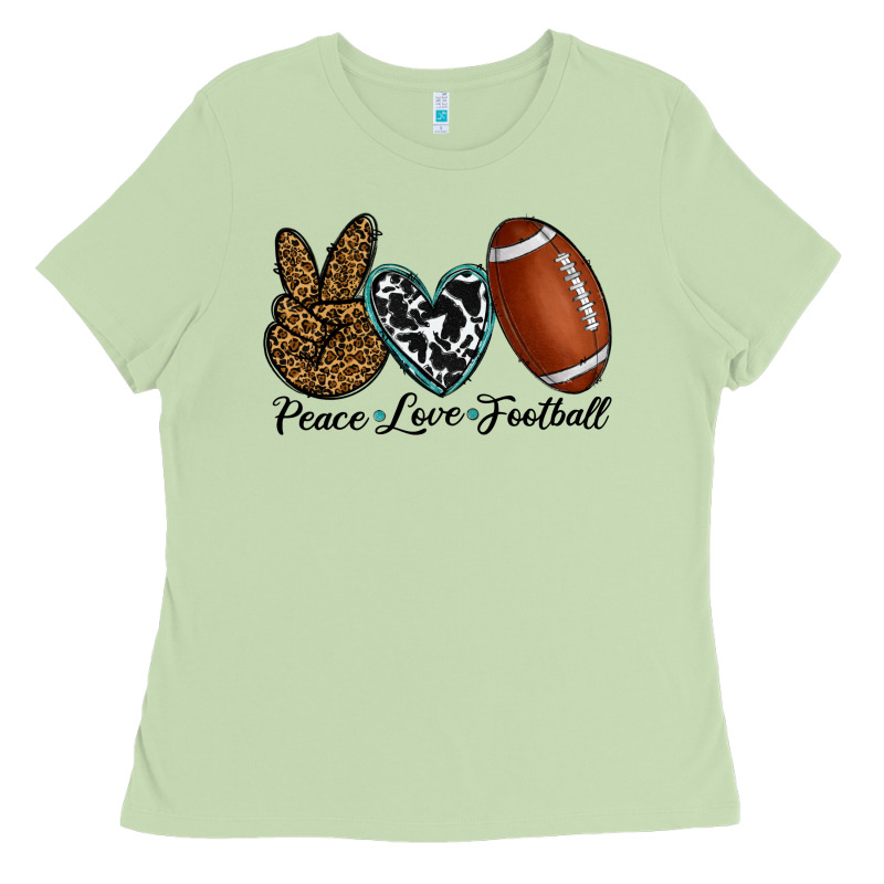 Peace Love Football Ladies Tee by RanaPortraitStore | Teevron