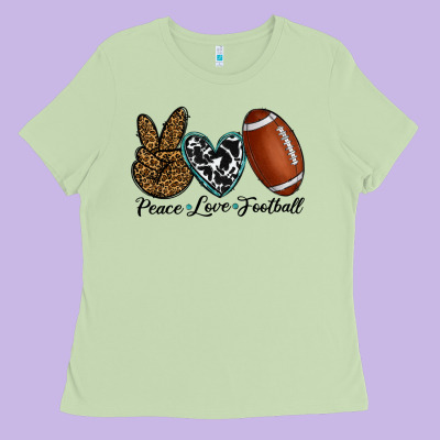 Peace Love Football Ladies Tee Designed By Ranaportraitstore