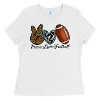 White peace love football Ladies Tee - RanaPortraitStore
