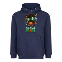 Navy Basketball Mom Afro Messy Bun Heavyweight Hoodie - texasbilliewilder