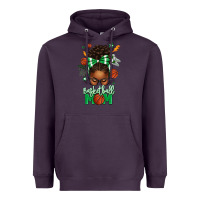Plum Basketball Mom Afro Messy Bun Heavyweight Hoodie - texasbilliewilder