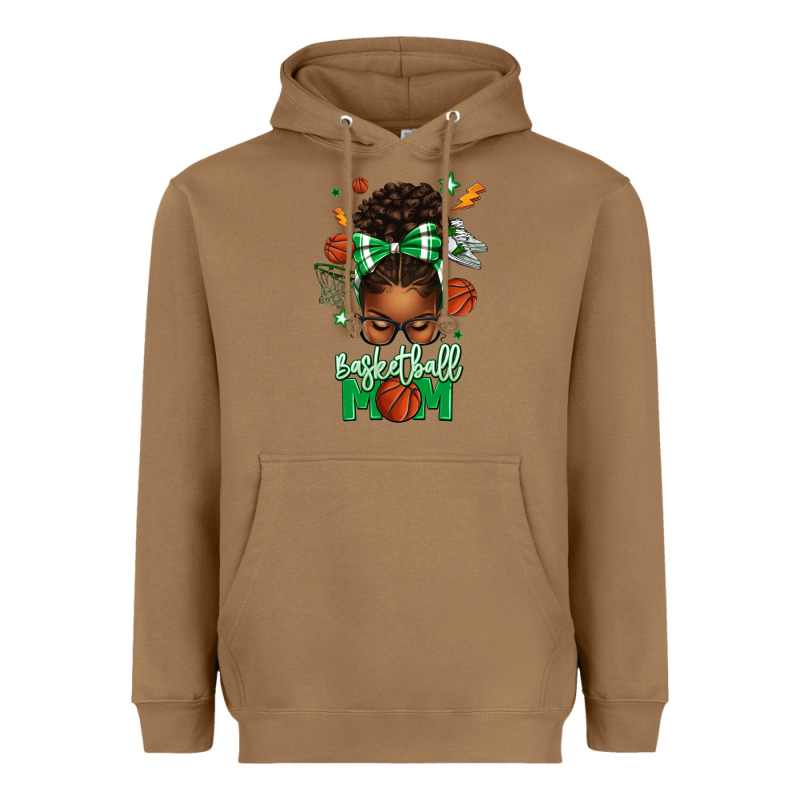Basketball Mom Afro Messy Bun Heavyweight Hoodie by texasbilliewilder | Teevron