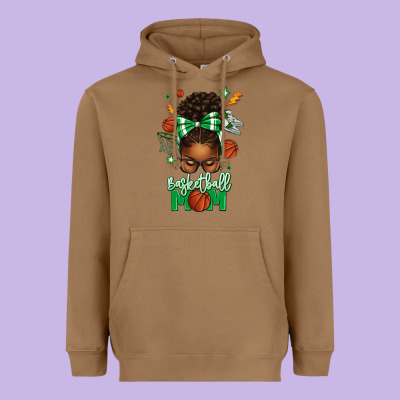 Basketball Mom Afro Messy Bun Heavyweight Hoodie Designed By Texasbilliewilder