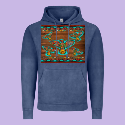 Western Thunderbird And Arrow With Aztec Leopard Vintage Hoodie Designed By Artiststas