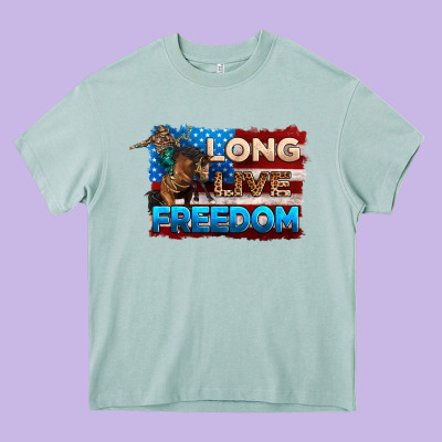 Long Live Freedom 4th Of July Heavy Core Tee Designed By Neo Western
