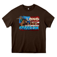 Chocolate Brown Long live freedom 4th of july Heavy Core Tee - Neo Western