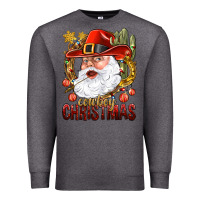 Charcoal Heather Cowboy Christas Santa Premium Sweatshirt - NancyCooperArtShop