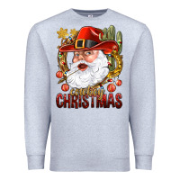 Heather Grey Cowboy Christas Santa Premium Sweatshirt - NancyCooperArtShop