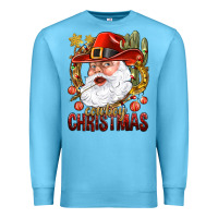 Ocean Blue Cowboy Christas Santa Premium Sweatshirt - NancyCooperArtShop