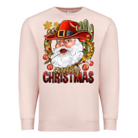 Pale Pink Cowboy Christas Santa Premium Sweatshirt - NancyCooperArtShop