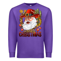 Purple Cowboy Christas Santa Premium Sweatshirt - NancyCooperArtShop