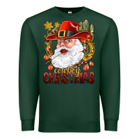 Sports Green Cowboy Christas Santa Premium Sweatshirt - NancyCooperArtShop