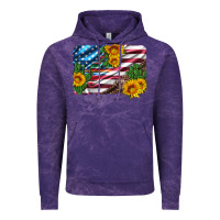 Cloud Purple usa flag and sunflower serape leopard and cactus Vintage Hoodie - Artiststas