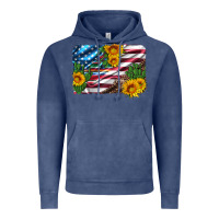 Vintage Denim usa flag and sunflower serape leopard and cactus Vintage Hoodie - Artiststas
