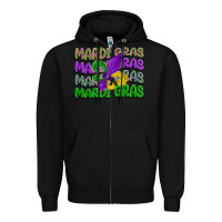 Black mardi gras with fleur de lis Zipper Hoodie - LillyAllenDesigns