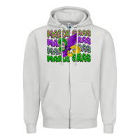 Dove Grey mardi gras with fleur de lis Zipper Hoodie - LillyAllenDesigns
