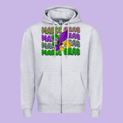 Mardi Gras With Fleur De Lis Zipper Hoodie Designed By Lillyallendesigns