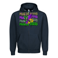 Navy mardi gras with fleur de lis Zipper Hoodie - LillyAllenDesigns