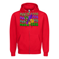 Red mardi gras with fleur de lis Zipper Hoodie - LillyAllenDesigns