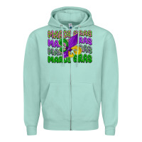 Seafoam mardi gras with fleur de lis Zipper Hoodie - LillyAllenDesigns
