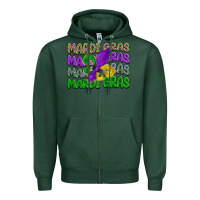 Sports Green mardi gras with fleur de lis Zipper Hoodie - LillyAllenDesigns