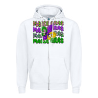 White mardi gras with fleur de lis Zipper Hoodie - LillyAllenDesigns