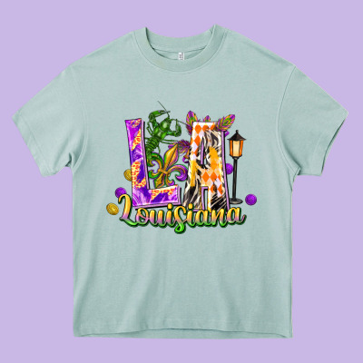 Louisiana La Mardi Gras Heavy Core Tee Designed By Fadigitalartstudio