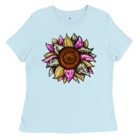 Baby Blue sunflower camouflage Ladies Tee - JahusDesignShop