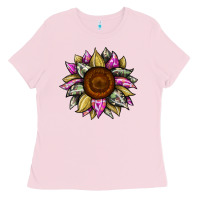 Bubblegum Pink sunflower camouflage Ladies Tee - JahusDesignShop
