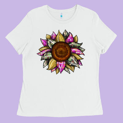 Sunflower Camouflage Ladies Tee Designed By Jahusdesignshop