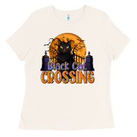 Black Cat Crossing Ladies Tee | Teevron