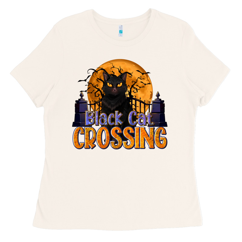 Black Cat Crossing Ladies Tee by texasbilliewilder | Teevron