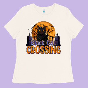 Black Cat Crossing Ladies Tee Designed By Texasbilliewilder