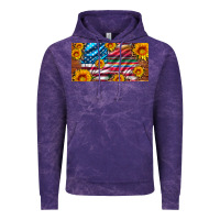 Cloud Purple usa flag and serape with leopard and sunflowers license plate Vintage Hoodie - Artiststas
