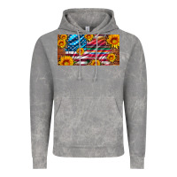 Cloud Rock usa flag and serape with leopard and sunflowers license plate Vintage Hoodie - Artiststas
