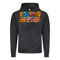 Vintage Black usa flag and serape with leopard and sunflowers license plate Vintage Hoodie - Artiststas