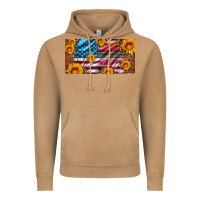 Vintage Camel usa flag and serape with leopard and sunflowers license plate Vintage Hoodie - Artiststas