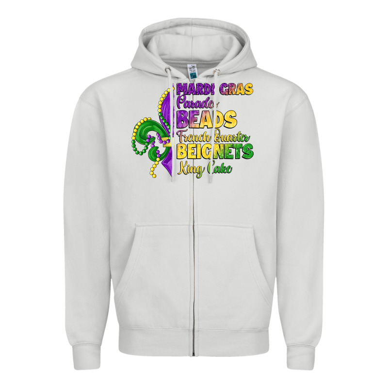 Mardi Gras Parades Beads French Quarter Beignets K Zipper Hoodie by LillyAllenDesigns | Teevron