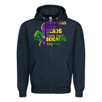 Navy mardi gras parades beads french quarter beignets k Zipper Hoodie - LillyAllenDesigns