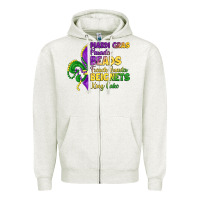 Oatmeal Heather mardi gras parades beads french quarter beignets k Zipper Hoodie - LillyAllenDesigns