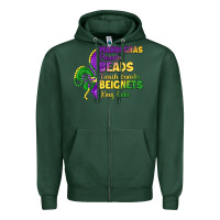 Sports Green mardi gras parades beads french quarter beignets k Zipper Hoodie - LillyAllenDesigns